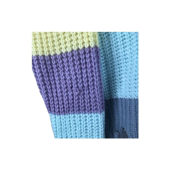 Miracle USA MULTI-COLOR BLOCK SWEATER Cotton V‎ Neck M/L - Picture 5 of 12